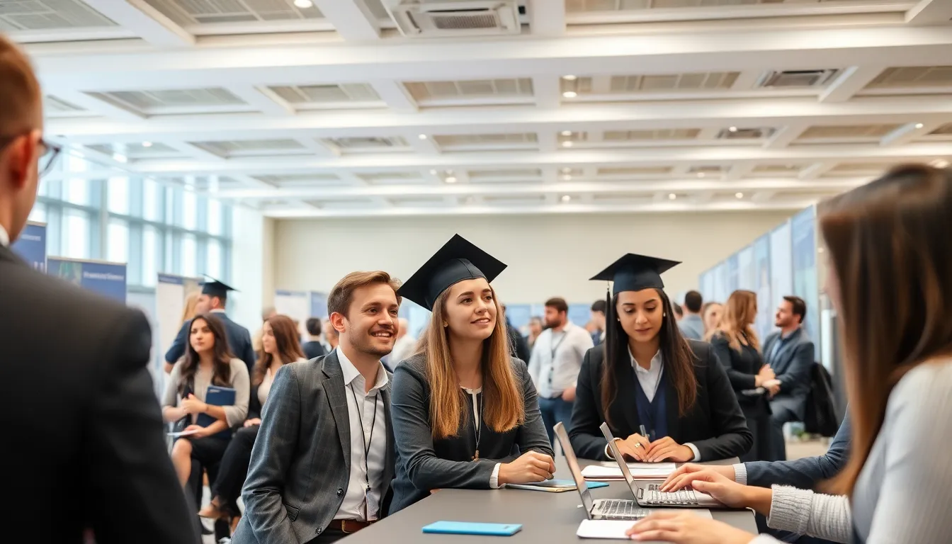 Career fair with graduates and employers